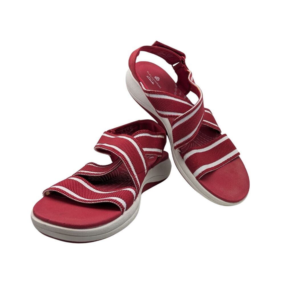Cloudsteppers by Clarks Red Striped Strap Sandals Womens 11